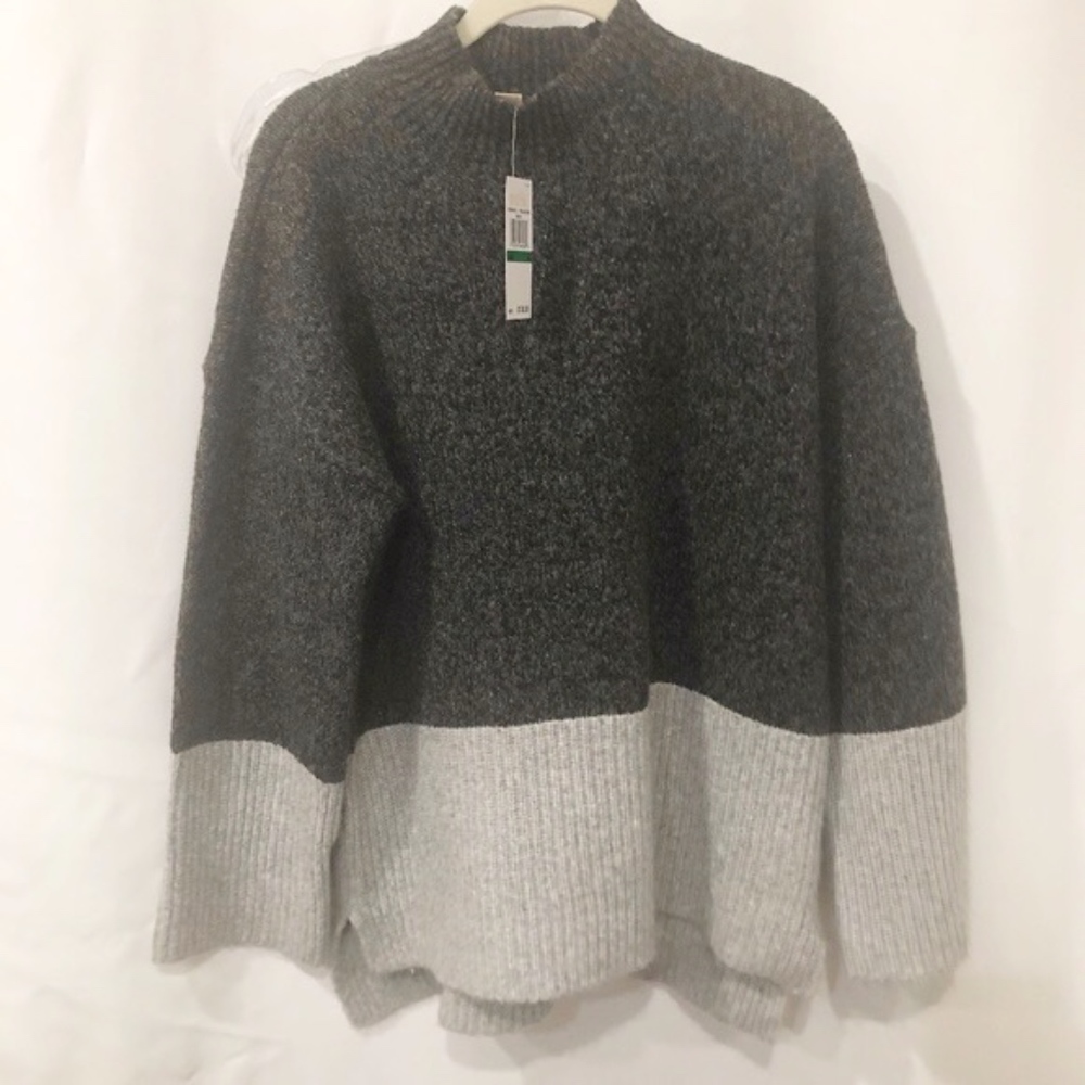 Michael Kors 2-Tone Cotton Blend Sweater | Pearl & Heather Gray | Size L
